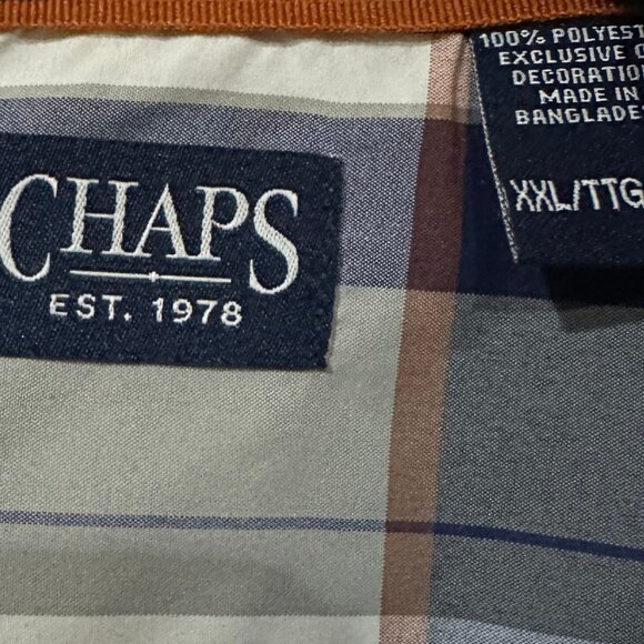 Chaps Blue/White/Rust Plaid Button Down Shirt | 2XL - Picture 3 of 3